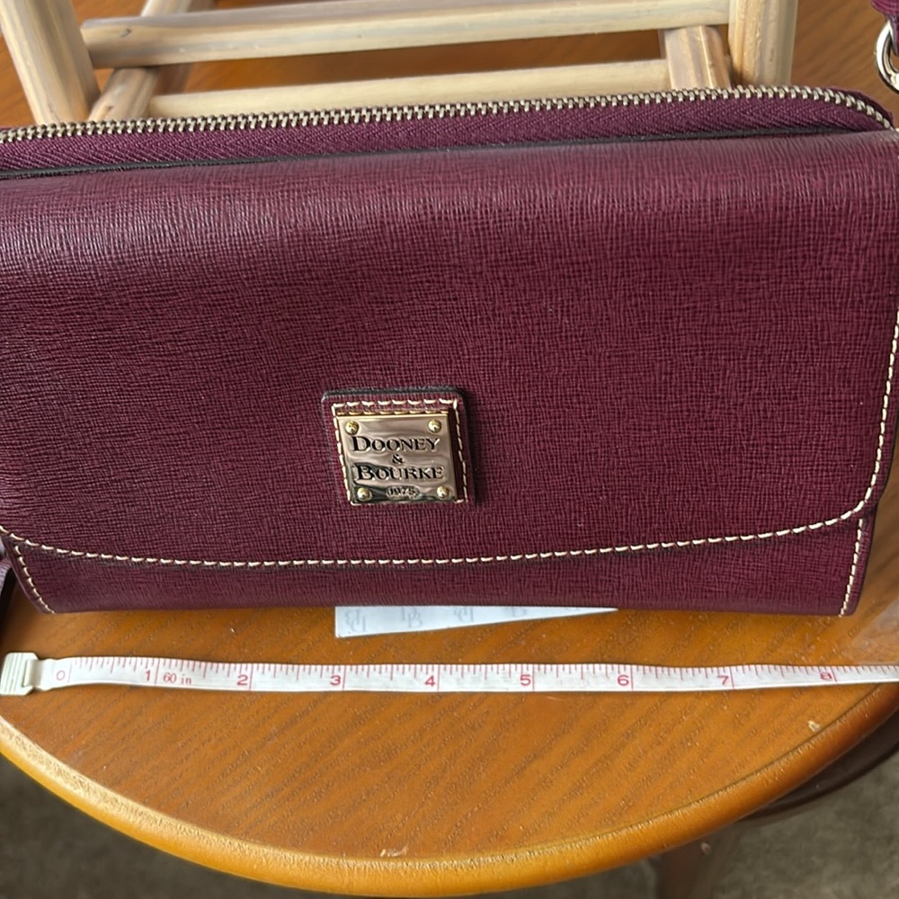 Dooney & Bourke Saffiano Burgundy Leather Crossbody - Picture 14 of 14